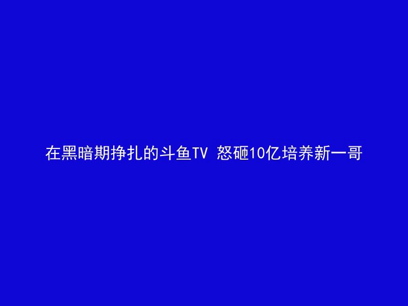 在黑暗期挣扎的斗鱼TV 怒砸10亿培养新一哥