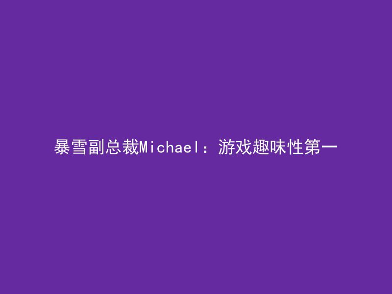 暴雪副总裁Michael：游戏趣味性第一