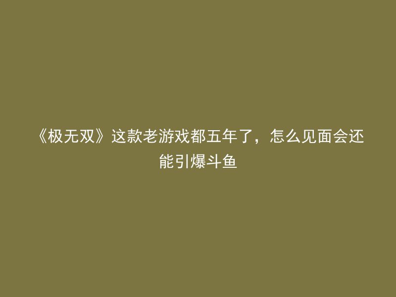 《极无双》这款老游戏都五年了，怎么见面会还能引爆斗鱼