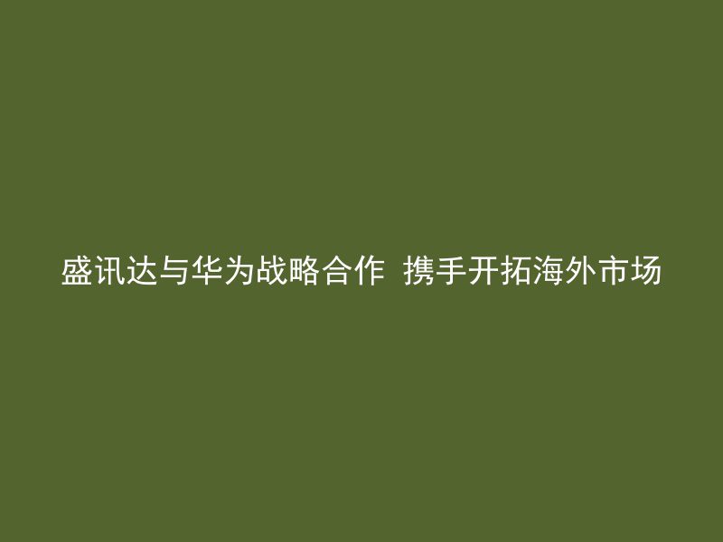 盛讯达与华为战略合作 携手开拓海外市场