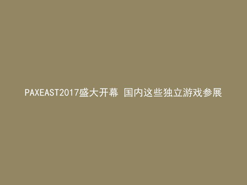 PAXEAST2017盛大开幕 国内这些独立游戏参展