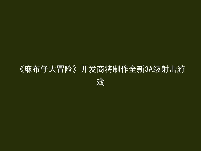 《麻布仔大冒险》开发商将制作全新3A级射击游戏