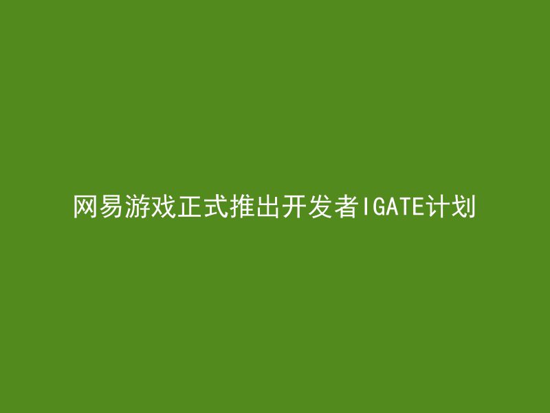 网易游戏正式推出开发者IGATE计划