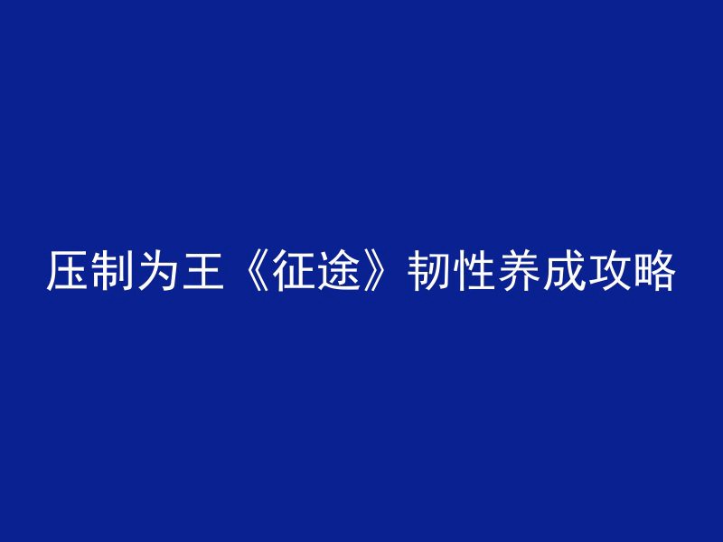 压制为王《征途》韧性养成攻略