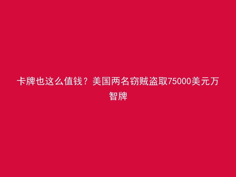 卡牌也这么值钱？美国两名窃贼盗取75000美元万智牌