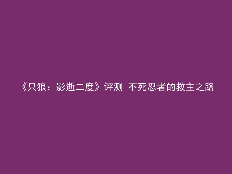 《只狼：影逝二度》评测 不死忍者的救主之路