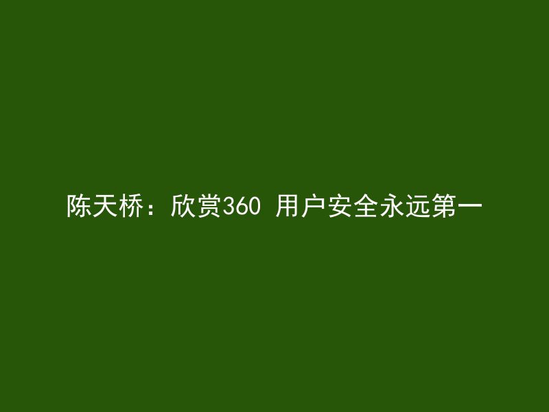 陈天桥：欣赏360 用户安全永远第一