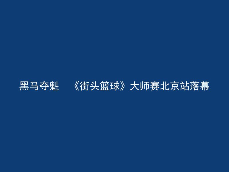 黑马夺魁  《街头篮球》大师赛北京站落幕