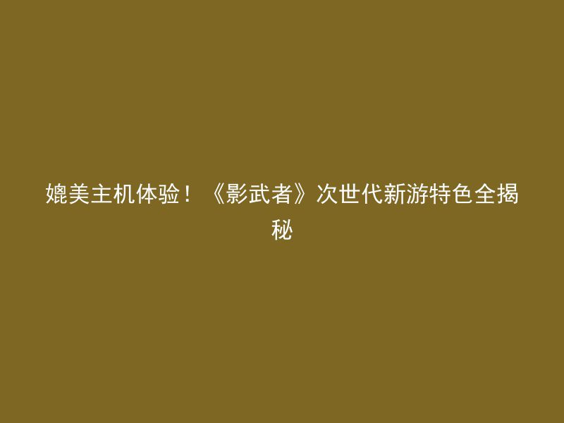 媲美主机体验！《影武者》次世代新游特色全揭秘