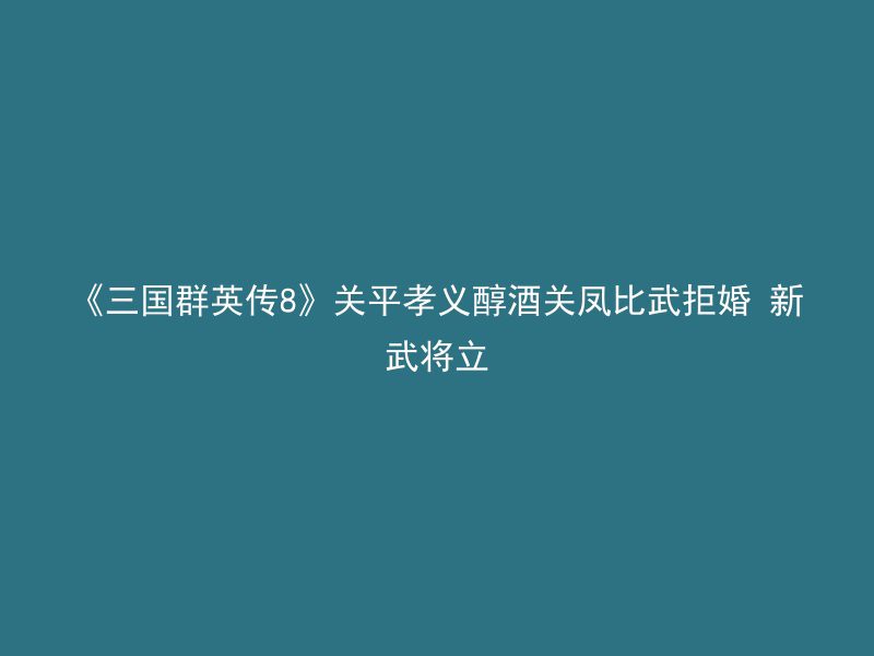 《三国群英传8》关平孝义醇酒关凤比武拒婚 新武将立