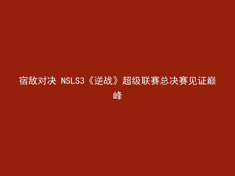 宿敌对决 NSLS3《逆战》超级联赛总决赛见证巅峰