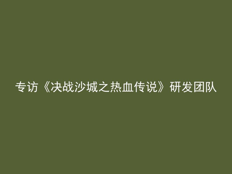 专访《决战沙城之热血传说》研发团队