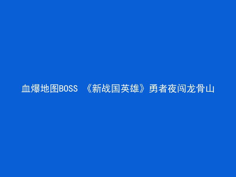 血爆地图BOSS 《新战国英雄》勇者夜闯龙骨山