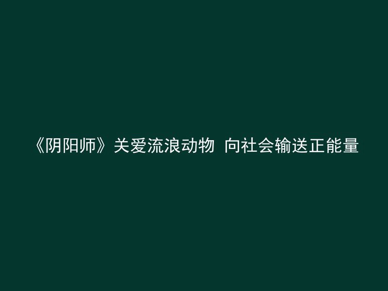 《阴阳师》关爱流浪动物 向社会输送正能量