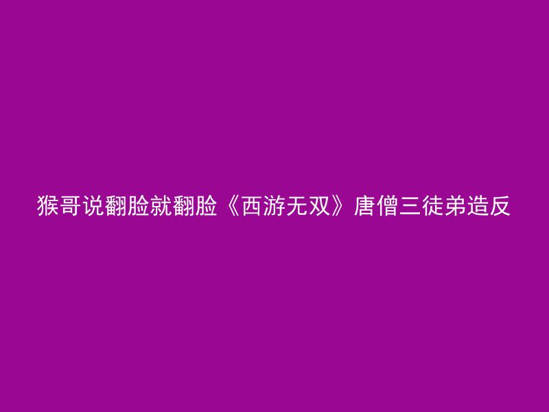 猴哥说翻脸就翻脸《西游无双》唐僧三徒弟造反