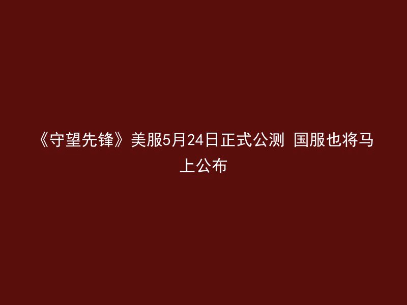 《守望先锋》美服5月24日正式公测 国服也将马上公布