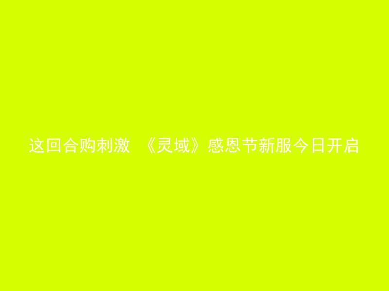 这回合购刺激 《灵域》感恩节新服今日开启