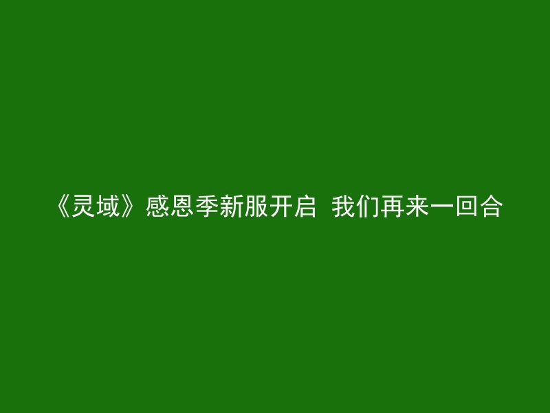 《灵域》感恩季新服开启 我们再来一回合