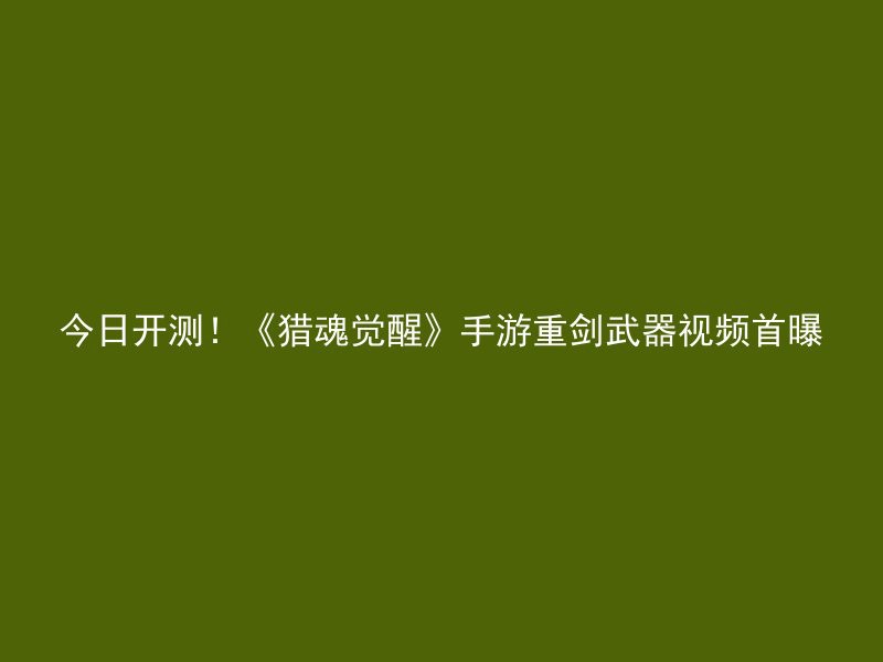 今日开测！《猎魂觉醒》手游重剑武器视频首曝