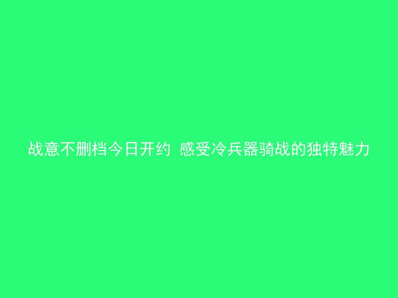 战意不删档今日开约 感受冷兵器骑战的独特魅力