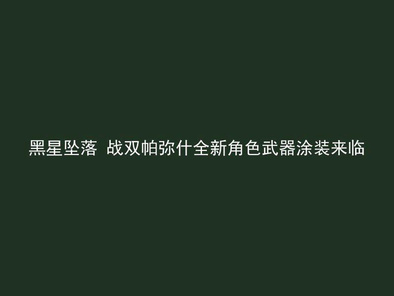 黑星坠落 战双帕弥什全新角色武器涂装来临