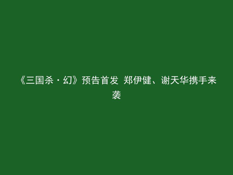 《三国杀·幻》预告首发 郑伊健、谢天华携手来袭