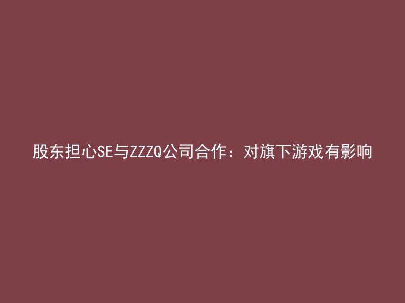 股东担心SE与ZZZQ公司合作：对旗下游戏有影响