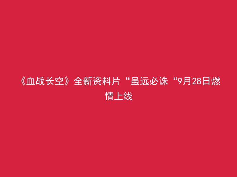 《血战长空》全新资料片“虽远必诛“9月28日燃情上线