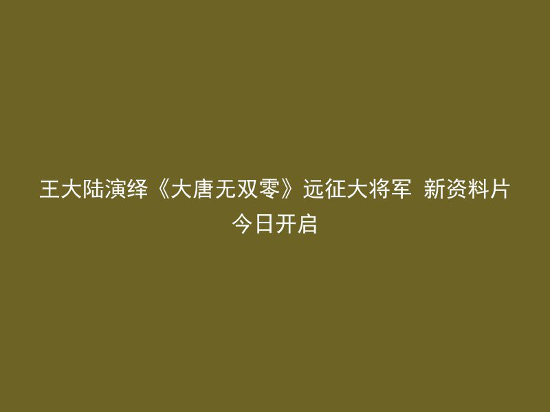 王大陆演绎《大唐无双零》远征大将军 新资料片今日开启