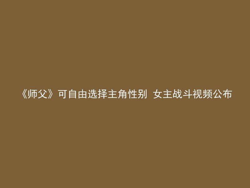 《师父》可自由选择主角性别 女主战斗视频公布