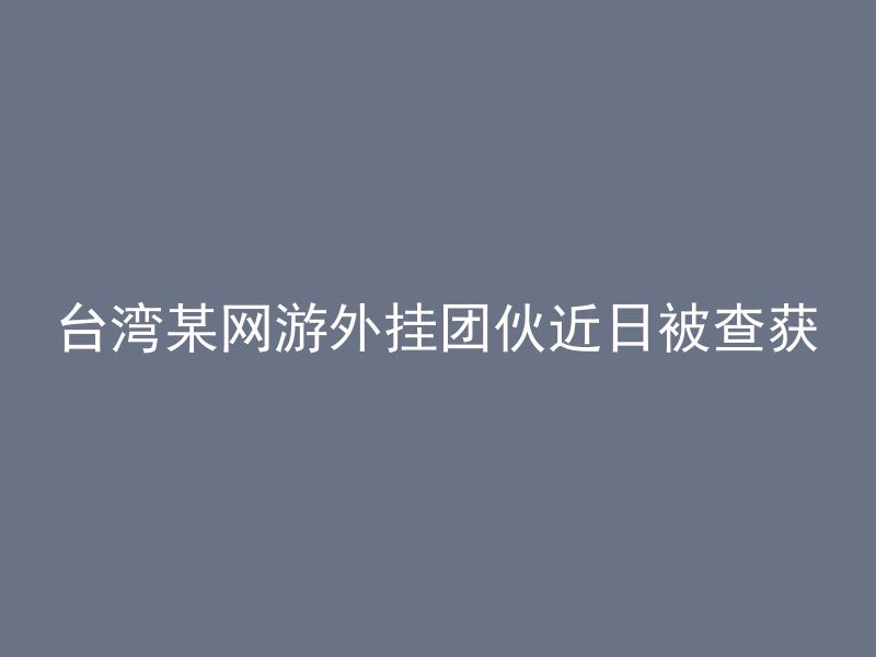 台湾某网游外挂团伙近日被查获