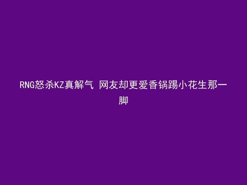 RNG怒杀KZ真解气 网友却更爱香锅踢小花生那一脚