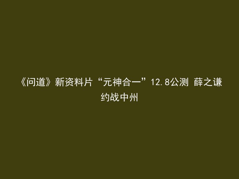 《问道》新资料片“元神合一”12.8公测 薛之谦约战中州