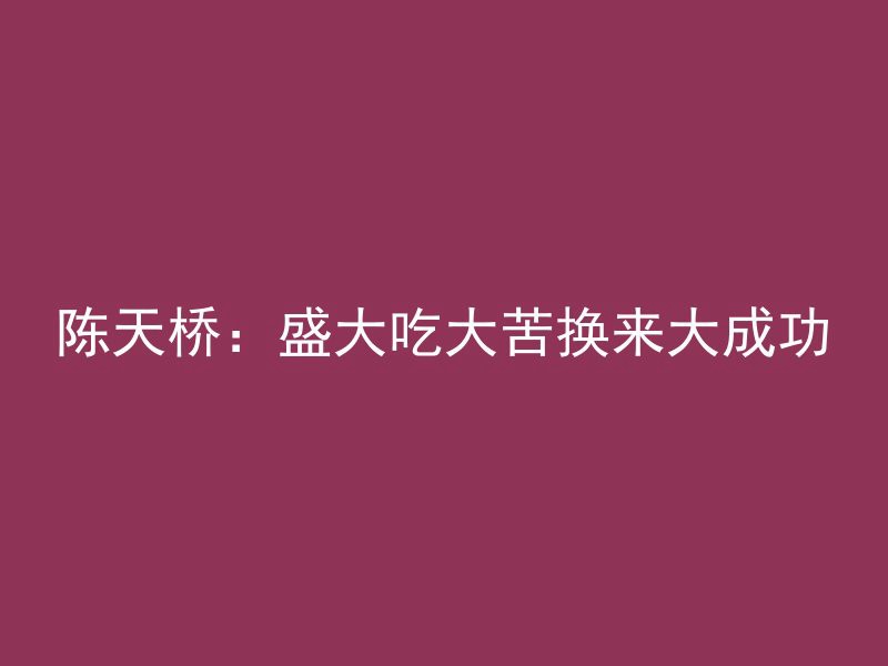 陈天桥：盛大吃大苦换来大成功