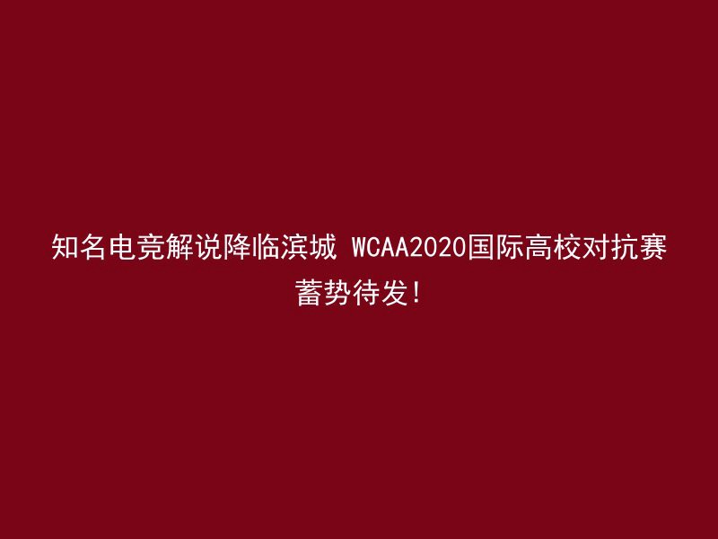 知名电竞解说降临滨城 WCAA2020国际高校对抗赛蓄势待发!