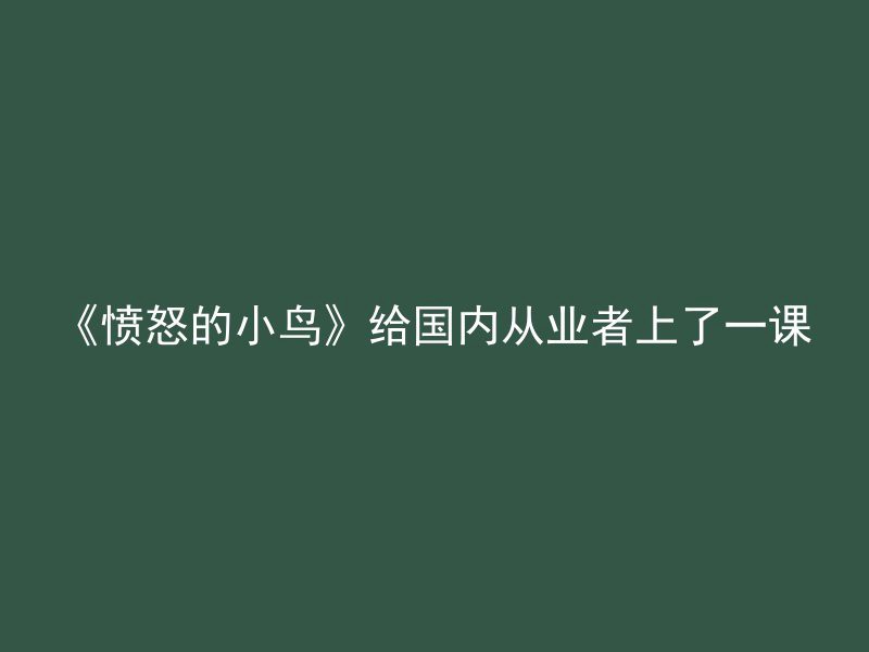 《愤怒的小鸟》给国内从业者上了一课