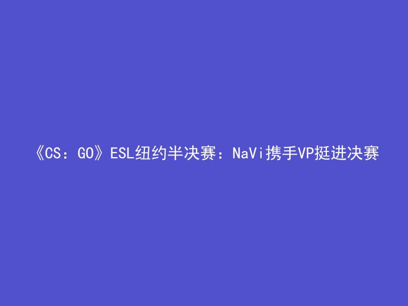 《CS：GO》ESL纽约半决赛：NaVi携手VP挺进决赛