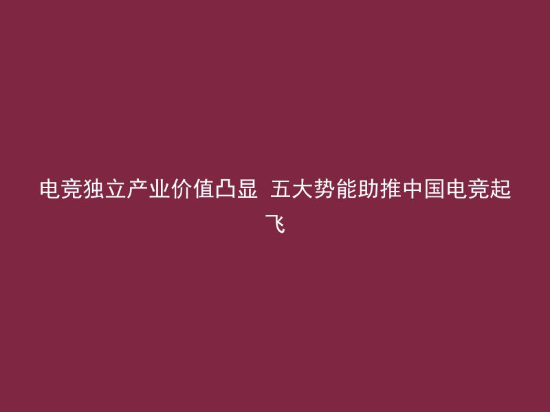 电竞独立产业价值凸显 五大势能助推中国电竞起飞