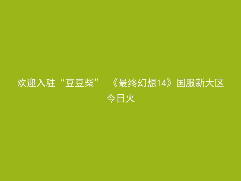 欢迎入驻“豆豆柴” 《最终幻想14》国服新大区今日火