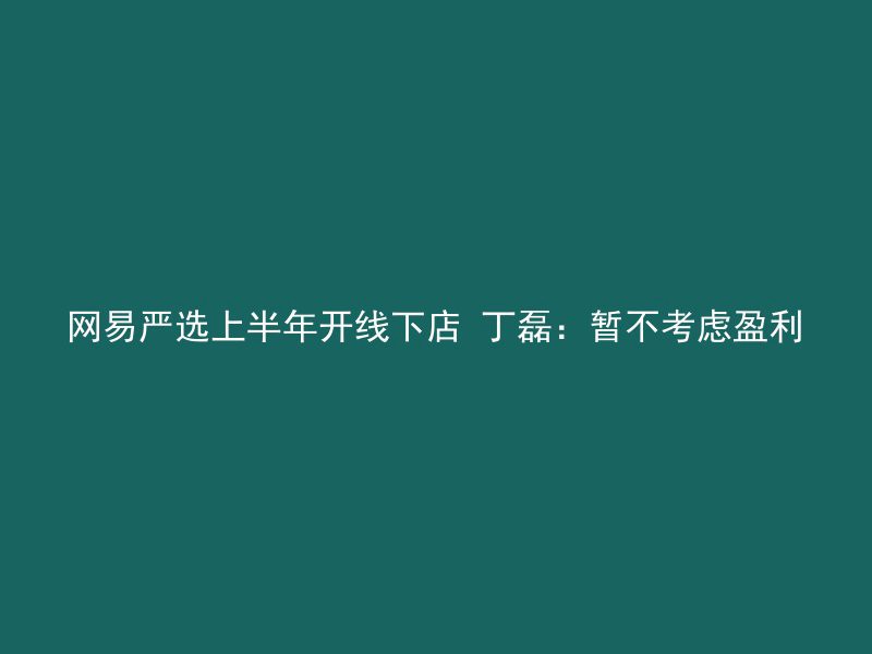 网易严选上半年开线下店 丁磊：暂不考虑盈利