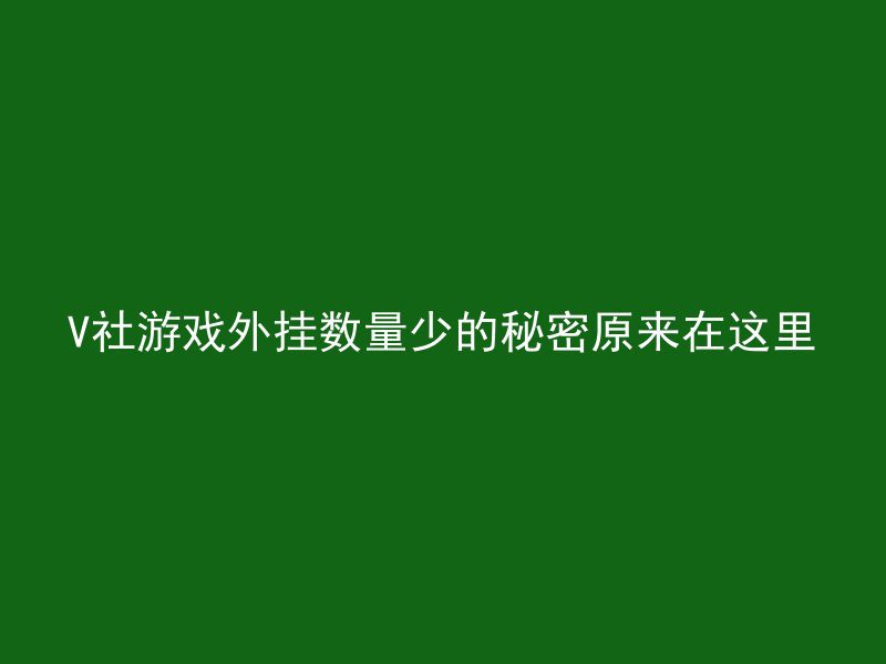 V社游戏外挂数量少的秘密原来在这里