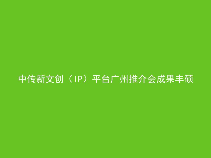 中传新文创（IP）平台广州推介会成果丰硕