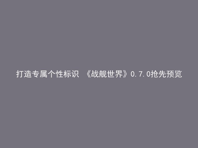 打造专属个性标识 《战舰世界》0.7.0抢先预览