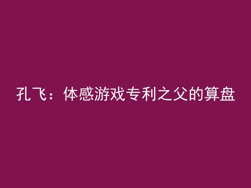 孔飞：体感游戏专利之父的算盘