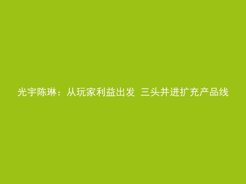 光宇陈琳：从玩家利益出发 三头并进扩充产品线