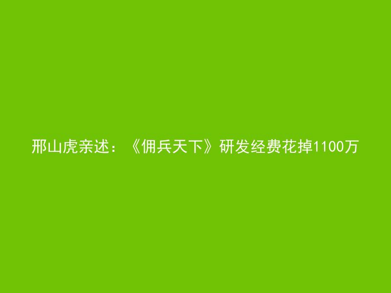 邢山虎亲述：《佣兵天下》研发经费花掉1100万