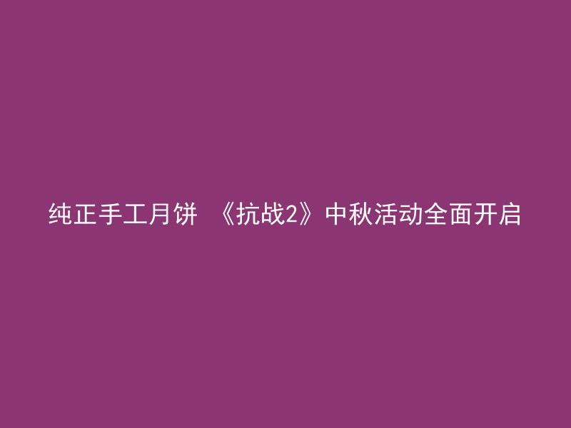 纯正手工月饼 《抗战2》中秋活动全面开启