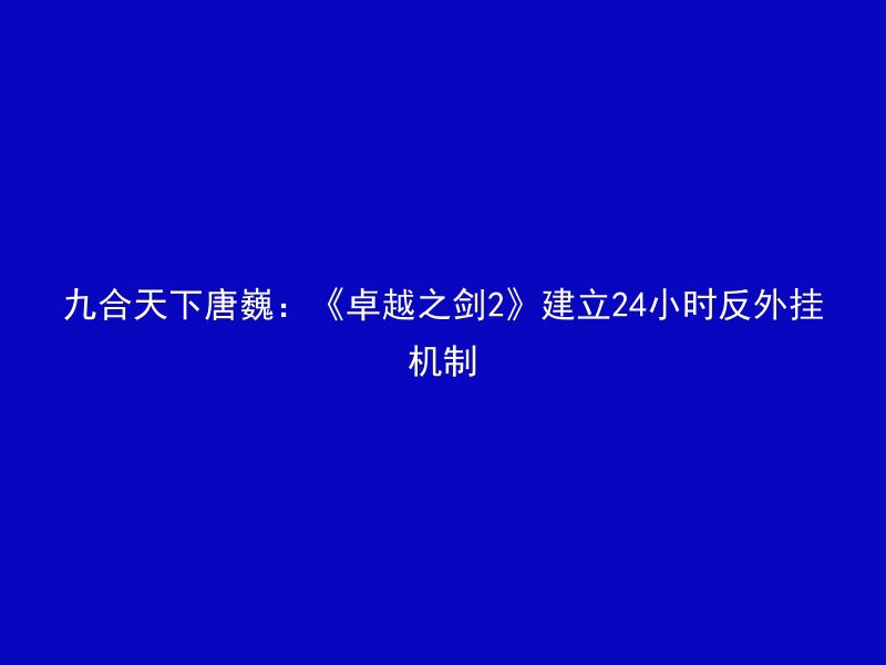 九合天下唐巍：《卓越之剑2》建立24小时反外挂机制