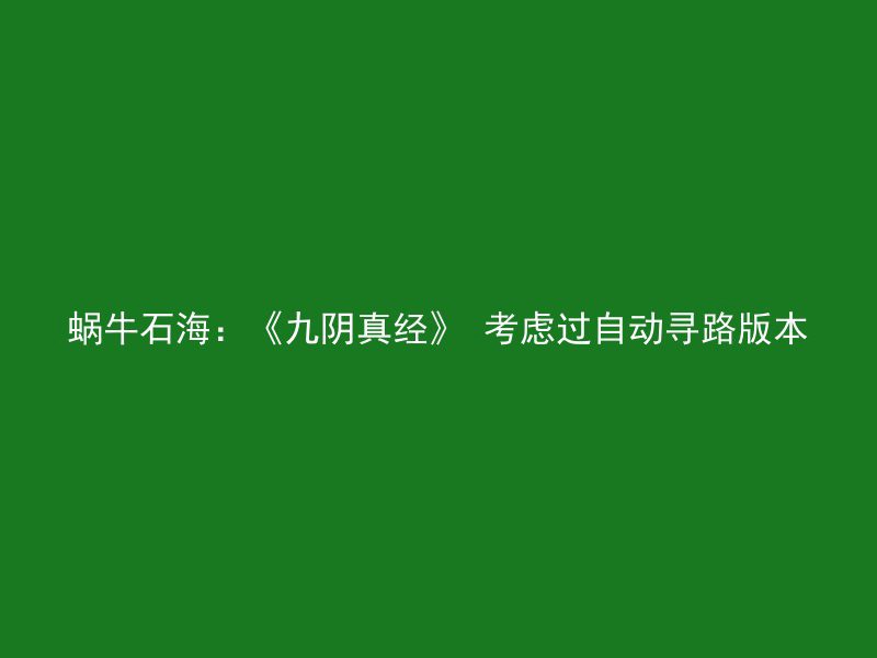 蜗牛石海：《九阴真经》 考虑过自动寻路版本