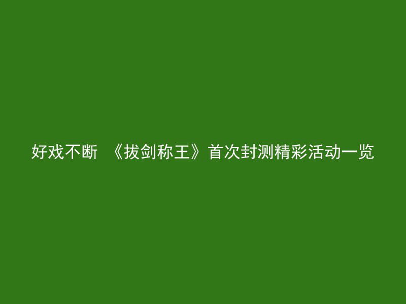 好戏不断 《拔剑称王》首次封测精彩活动一览